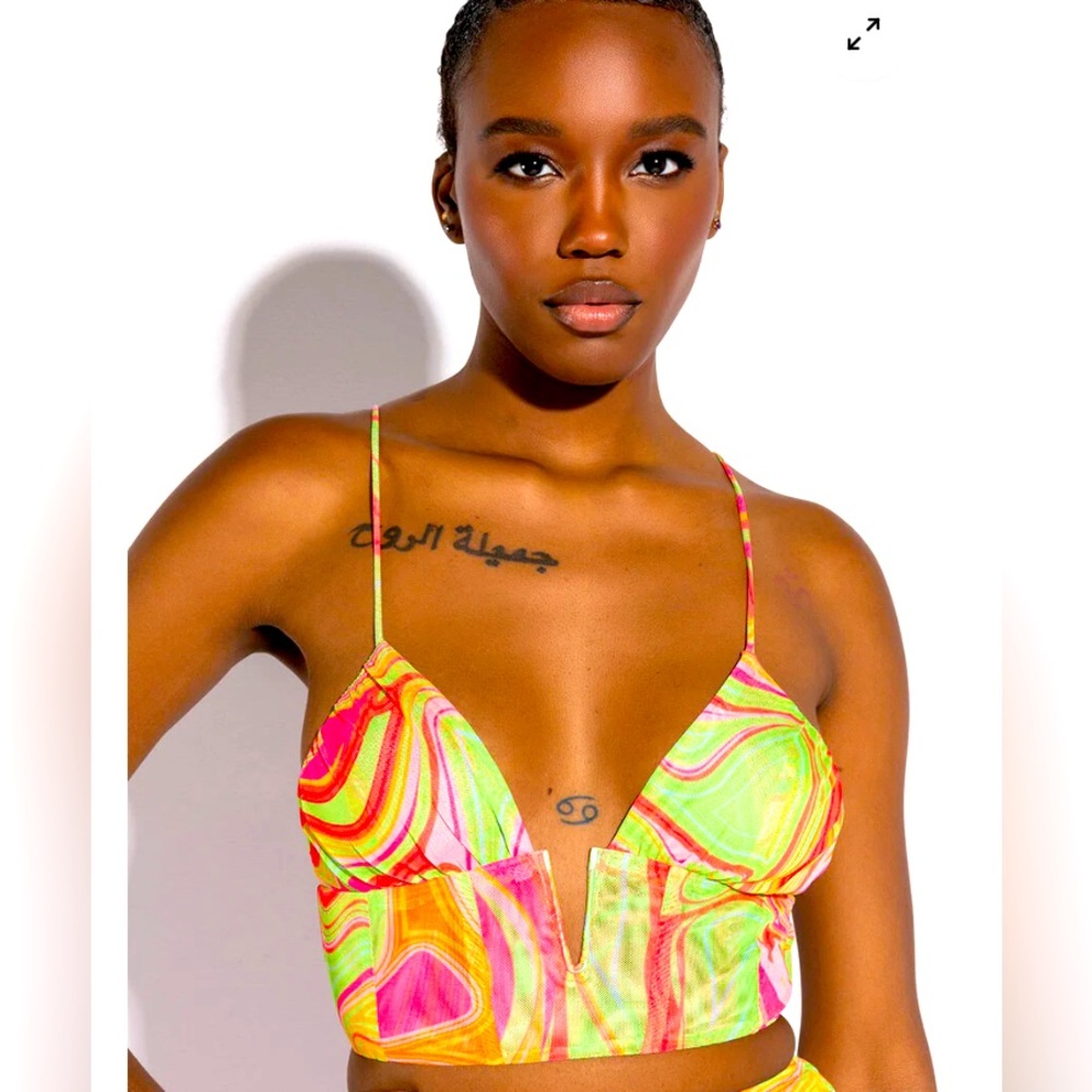 AKIRA Mesh Bustier Small Club Wear Rave Dance Concert Sheer Summer Sexy